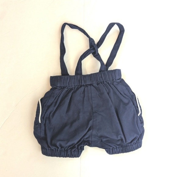 Janie and Jack Dark Blue Overalls with White Trim - Picture 2 of 3